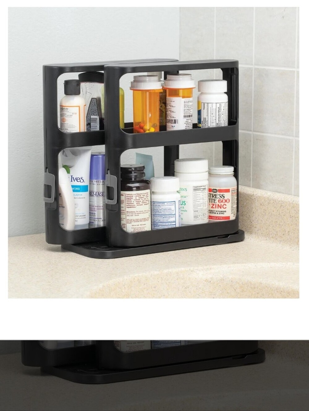 Home Marketplace Pull & Rotate Storage Rack 2 Tier Cabinet Organizer NEW BOX